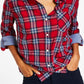 Tommy Hilfiger Women's Roll Tab Button Down Shirt Red Size Large