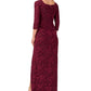 Adrianna Papell Women's Burnout Velvet Ruched Gown Red Size 8