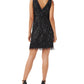 Adrianna Papell Women's Embellished Fringe Hem Dress Black Size 12