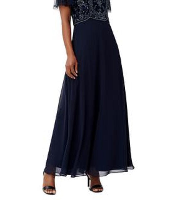 Adrianna Papell Women's Beaded Gown Blue Size 12