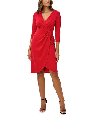 Adrianna Papell Women's Faux Wrap Cocktail Dress Red Size 14