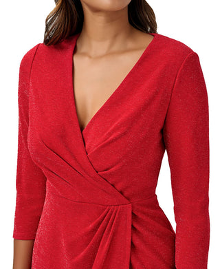 Adrianna Papell Women's Faux Wrap Cocktail Dress Red Size 14