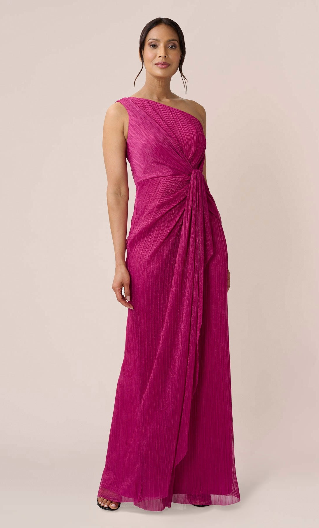 Adrianna Papell Women's Stardust One Shoulder Gown Pink Size 8