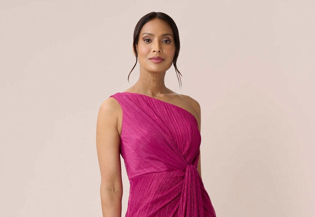 Adrianna Papell Women's Stardust One Shoulder Gown Pink Size 8