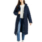 Steve Madden Junior's Hooded Maxi Puffer Coat Blue Size Medium
