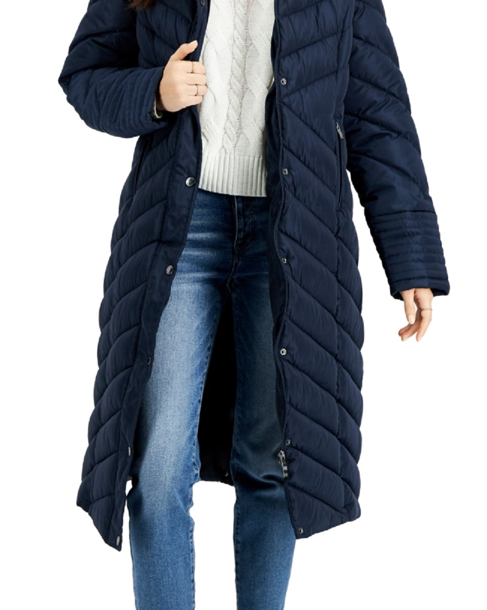 Steve Madden Junior's Hooded Maxi Puffer Coat Blue Size Medium