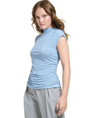 Calvin Klein Women's X Fit High Neck Sleeveless Top Blue Size Large