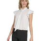 Calvin Klein Women's Tie Neck Flutter Sleeve Blouse White Size X-Large