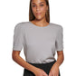 Calvin Klein Women's Scoop Neck Button Detail Blouse Gray Size Medium