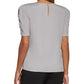 Calvin Klein Women's Scoop Neck Button Detail Blouse Gray Size Medium