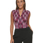Calvin Klein Women's Printed Sleeveless V Neck Top Purple Size Small