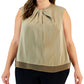 Calvin Klein Women's Twist Front Sleeveless Top Beige Size 2X