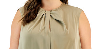 Calvin Klein Women's Twist Front Sleeveless Top Beige Size 2X