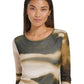 Calvin Klein Women's Long Sleeve Printed Mesh Top Brown Size X-Large