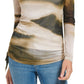 Calvin Klein Women's Long Sleeve Printed Mesh Top Brown Size X-Large