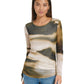 Calvin Klein Women's Long Sleeve Printed Mesh Top Brown Size X-Large