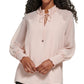 Calvin Klein Women's Tie Front Chiffon Peasant Blouse Pink Size X-Large