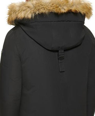 Calvin Klein Men's Long Parka With Faux Fur Lined Hood Black Size Medium