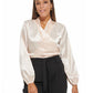 Calvin Klein Women's Long Sleeve Faux Wrap Blouse Pink Size Medium