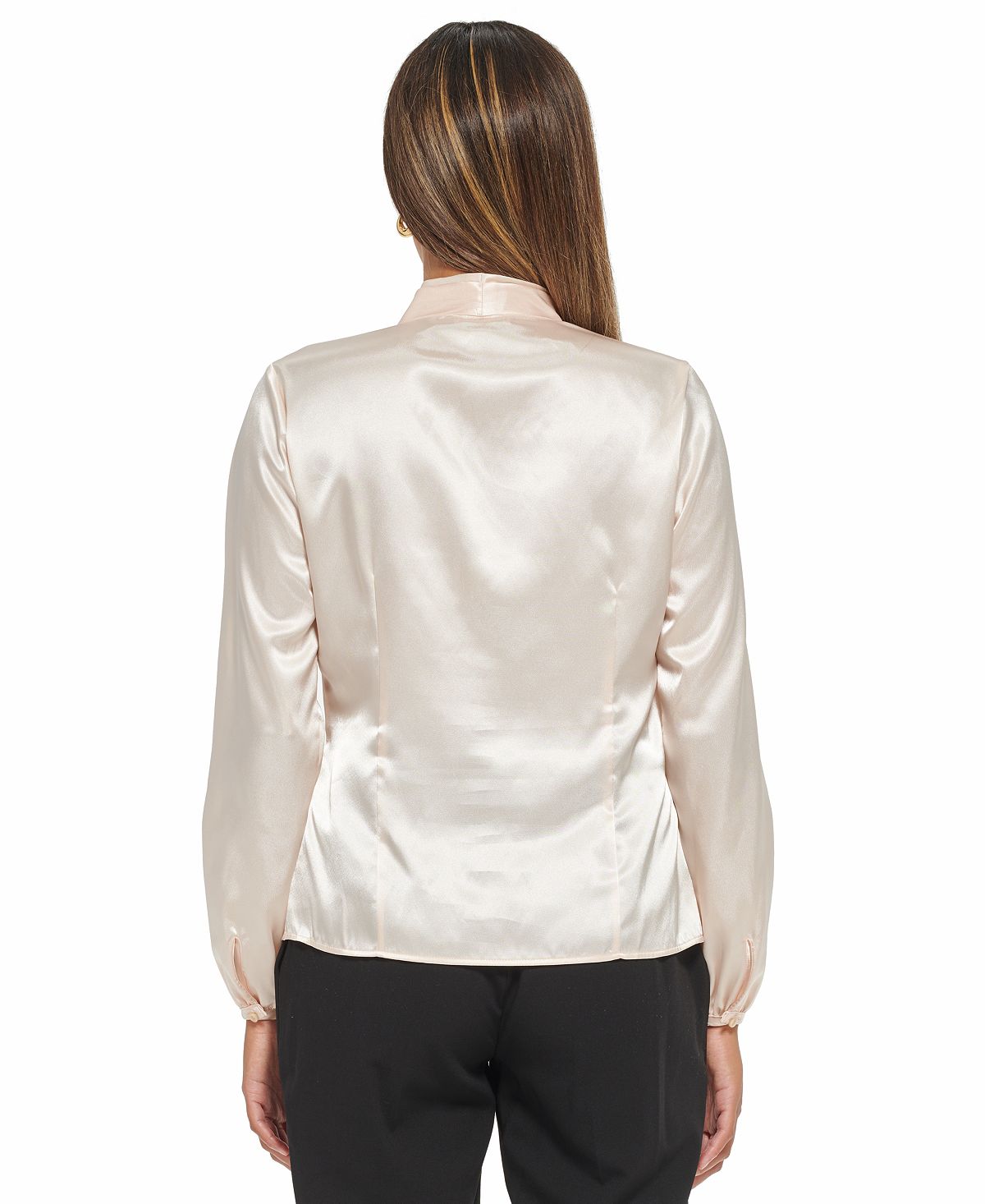 Calvin Klein Women's Long Sleeve Faux Wrap Blouse Pink Size Medium