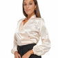 Calvin Klein Women's Long Sleeve Faux Wrap Blouse Pink Size Medium
