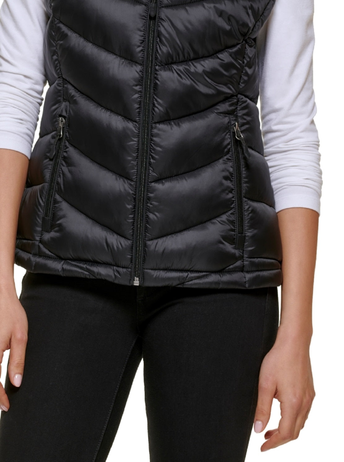 Charter Club Women's Packable Hooded Puffer Vest Black Size Large