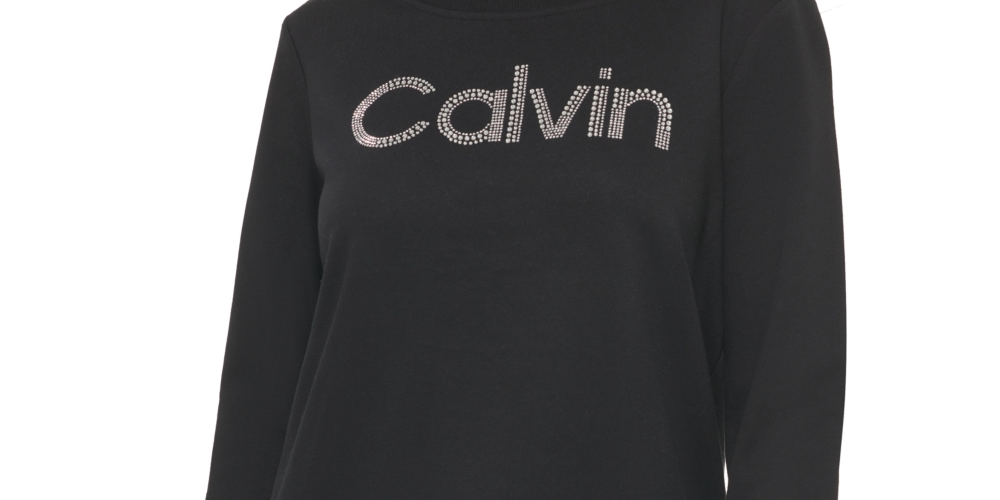 Calvin Klein Women's Crystal Logo Sweatshirt Black Size X-Large