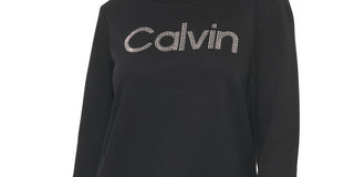Calvin Klein Women's Crystal Logo Sweatshirt Black Size X-Large