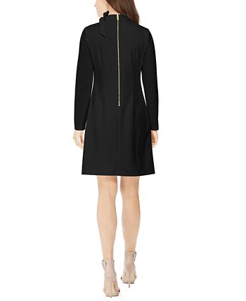 Calvin Klein Women's Bow Neck Long Sleeve Sheath Dress Black Size 4Petite