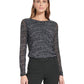 Calvin Klein Women's Long Sleeve Printed Mesh Top Black Size Medium