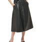 Calvin Klein Women's Tie Waist Faux Leather Midi Skirt Black Size 10