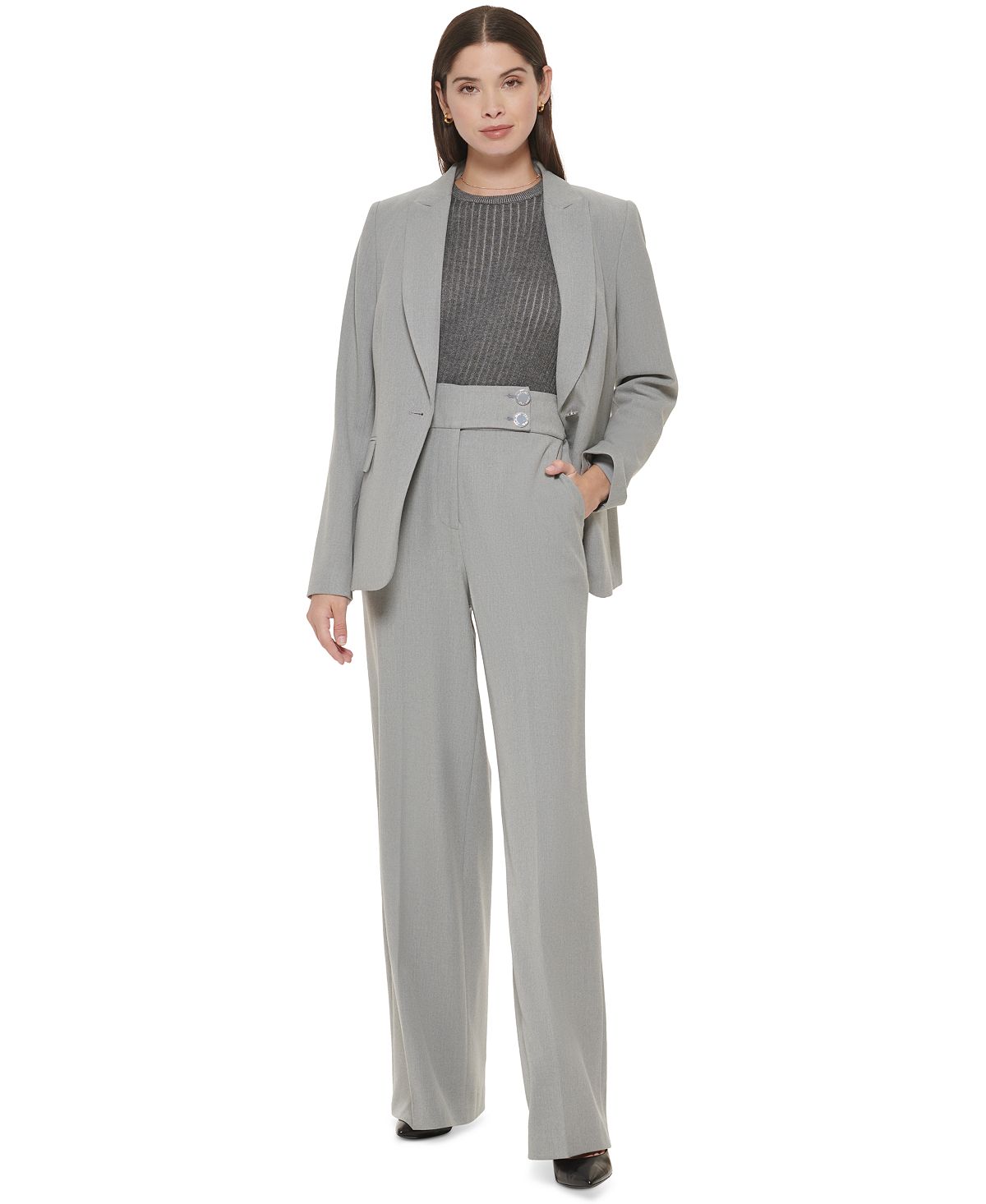 Calvin Klein Women's One Button Blazer Gray Size 12