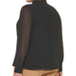 Calvin Klein Women's Ruffled Long Sleeve Blouse Black Size 2X