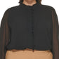 Calvin Klein Women's Ruffled Long Sleeve Blouse Black Size 2X