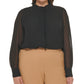 Calvin Klein Women's Ruffled Long Sleeve Blouse Black Size 2X