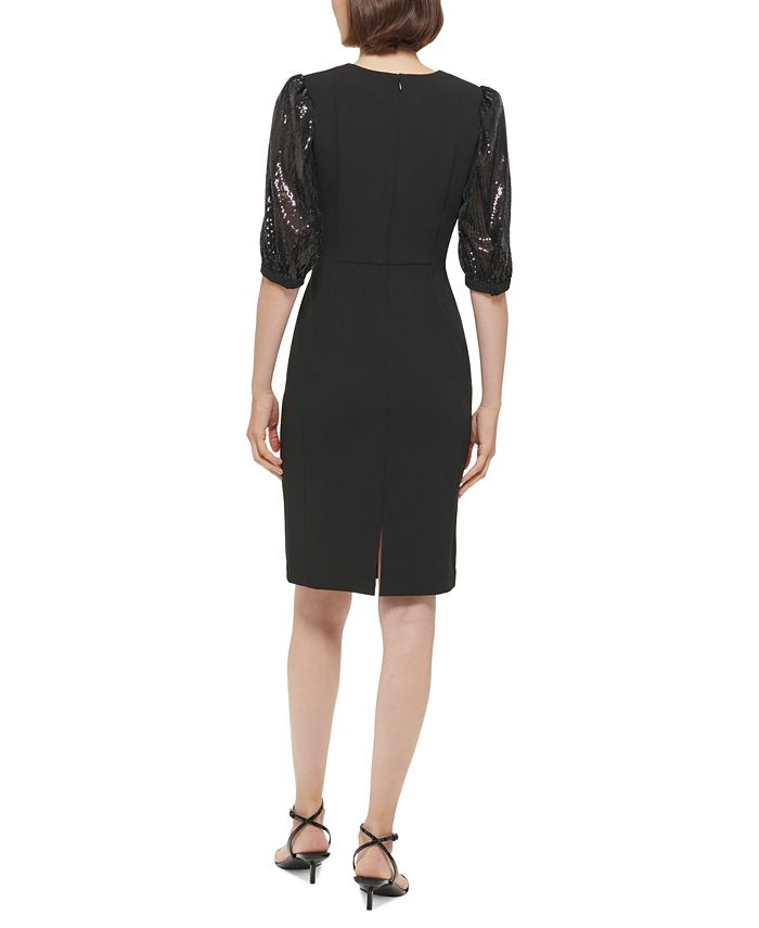 Calvin Klein Women's Sequined Midi Cocktail and Party Dress Black Size 16