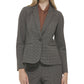 Calvin Klein Women's Plaid Single Button Notched Collar Blazer Black Size 4Petite