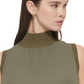 Calvin Klein Women's Ribbed Mock Neck Sleeveless Top Green Size Medium