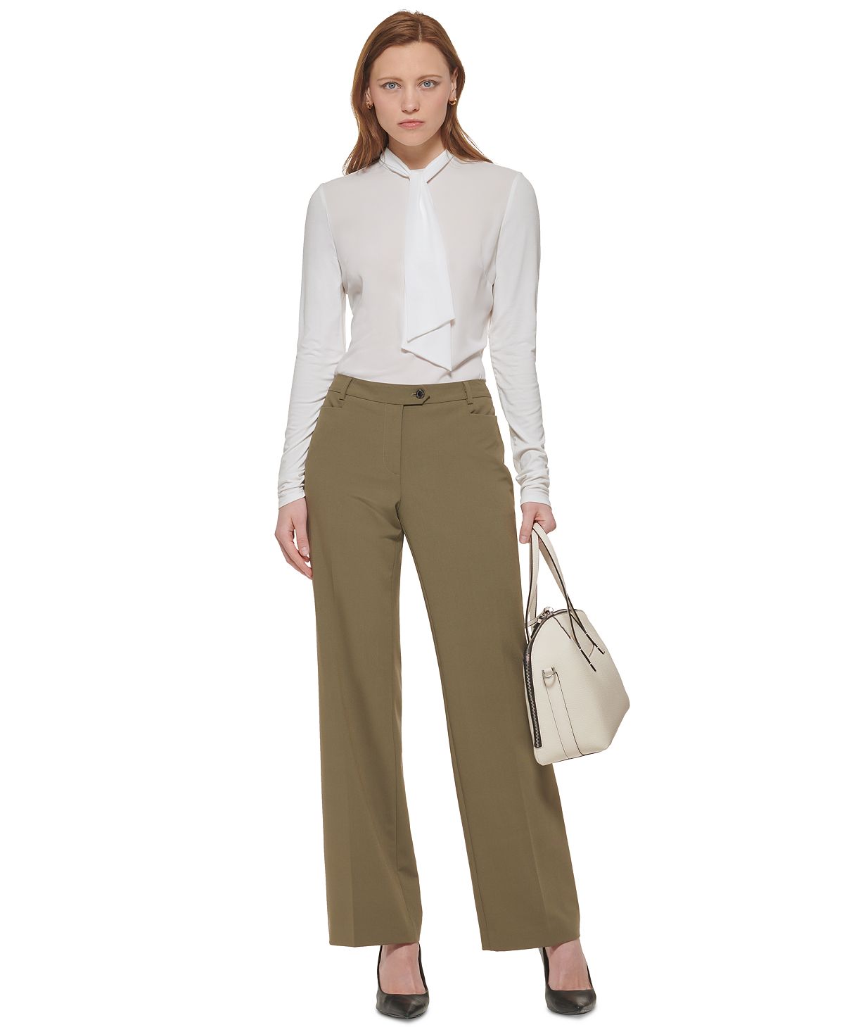 Calvin Klein Women's Lux Modern Fit Pants Brown Size 4