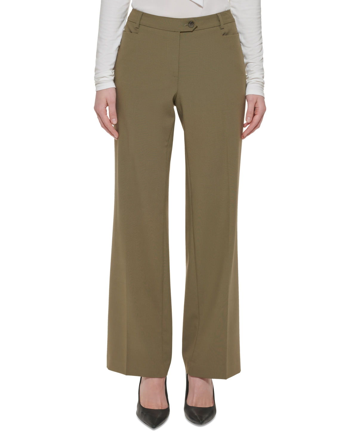 Calvin Klein Women's Lux Modern Fit Pants Brown Size 2