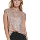 Calvin Klein Women's Sequin Cap Sleeve Top Yellow Size Large
