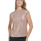 Calvin Klein Women's Sequin Cap Sleeve Top Yellow Size Large