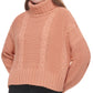 Calvin Klein Jeans Women's Cable Knit Long Sleeve Turtleneck Sweater Beige Size Small