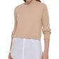 Calvin Klein Jeans Women's Mixed Media Long Sleeve Sweater Beige Size Large