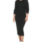 Calvin Klein Jeans Women's Ribbed Long Sleeve Crewneck Side Slit Dress Black Size Small