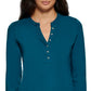 Calvin Klein Women's 3/4 Sleeve Button Front Henley Green Size X-Large
