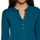Calvin Klein Women's 3/4 Sleeve Button Front Henley Green Size Small