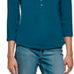 Calvin Klein Women's 3/4 Sleeve Button Front Henley Green Size Small
