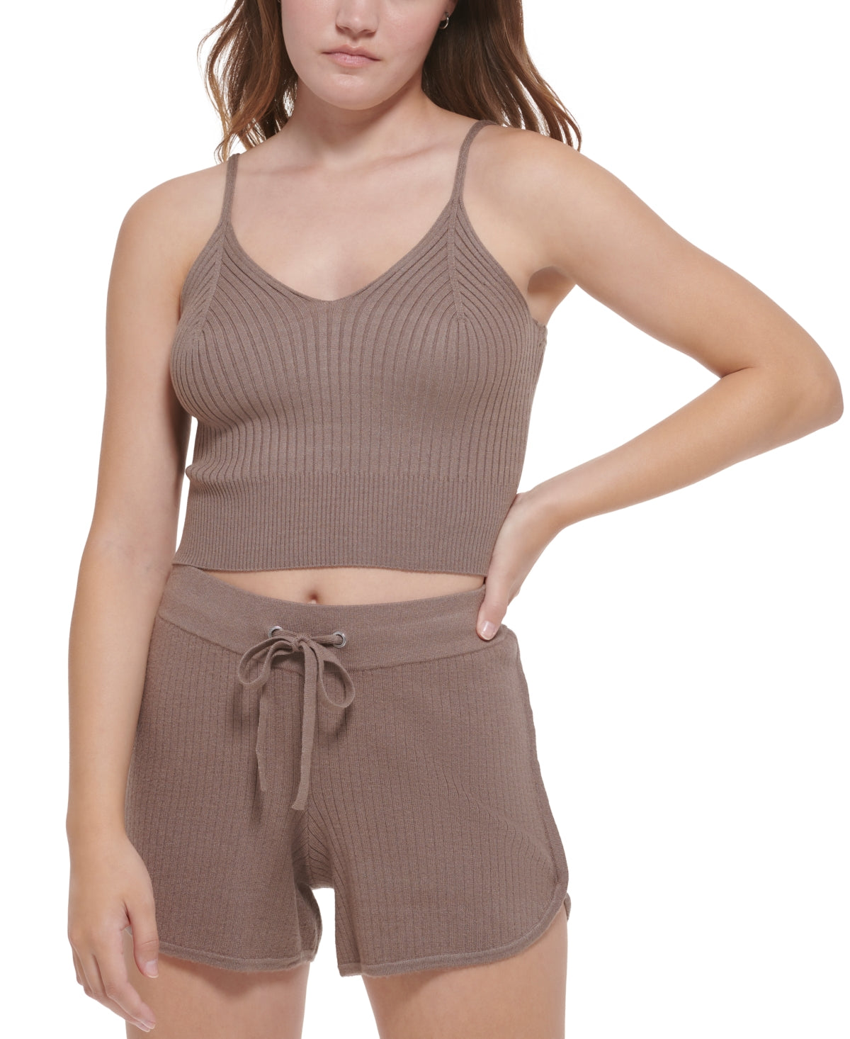 Calvin Klein Jeans Women's Ribbed Knit Sleeveless Top Brown Size Large