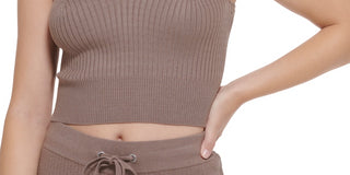 Calvin Klein Jeans Women's Ribbed Knit Sleeveless Top Brown Size Small